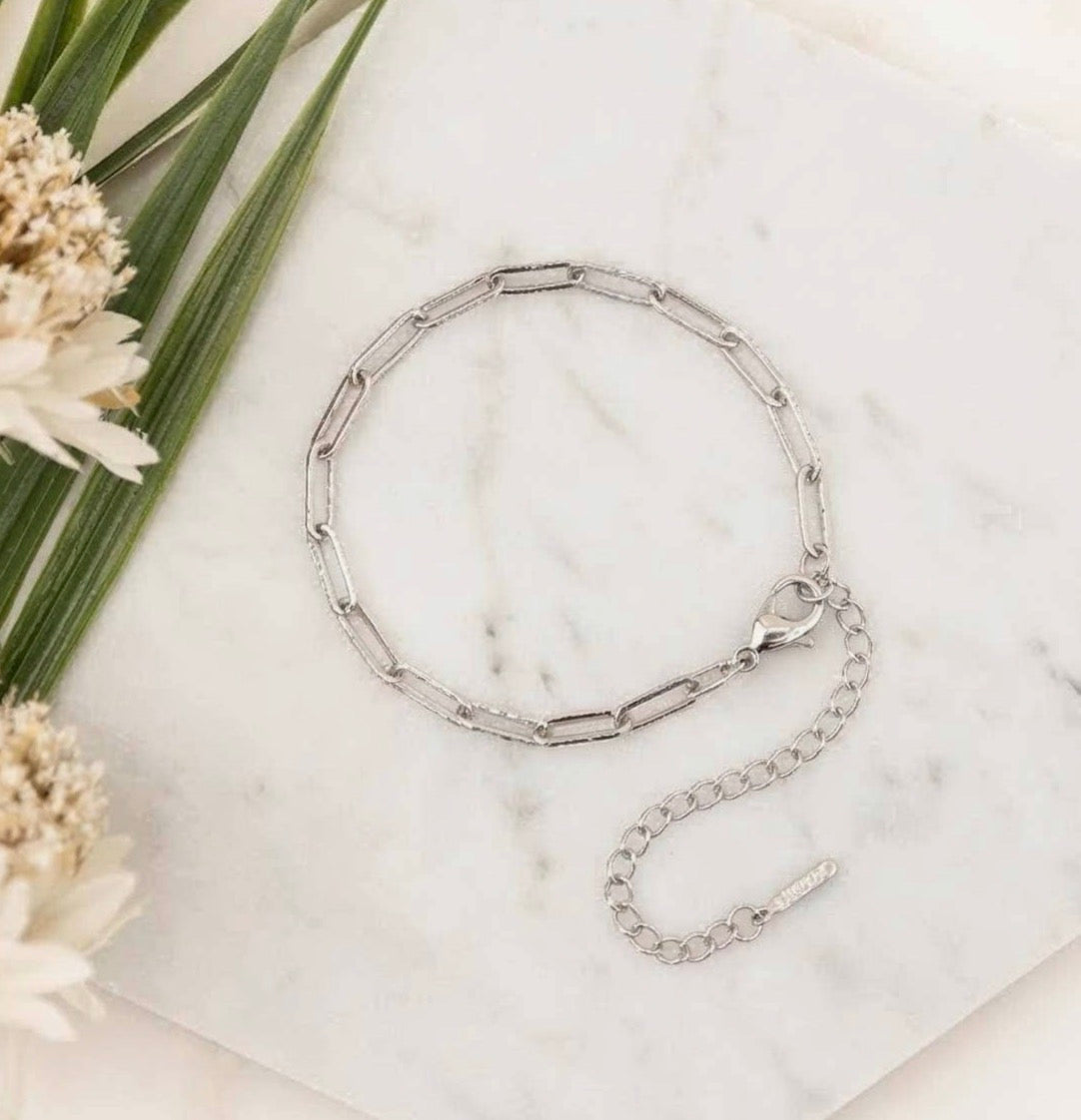 Silver paperclip bracelet