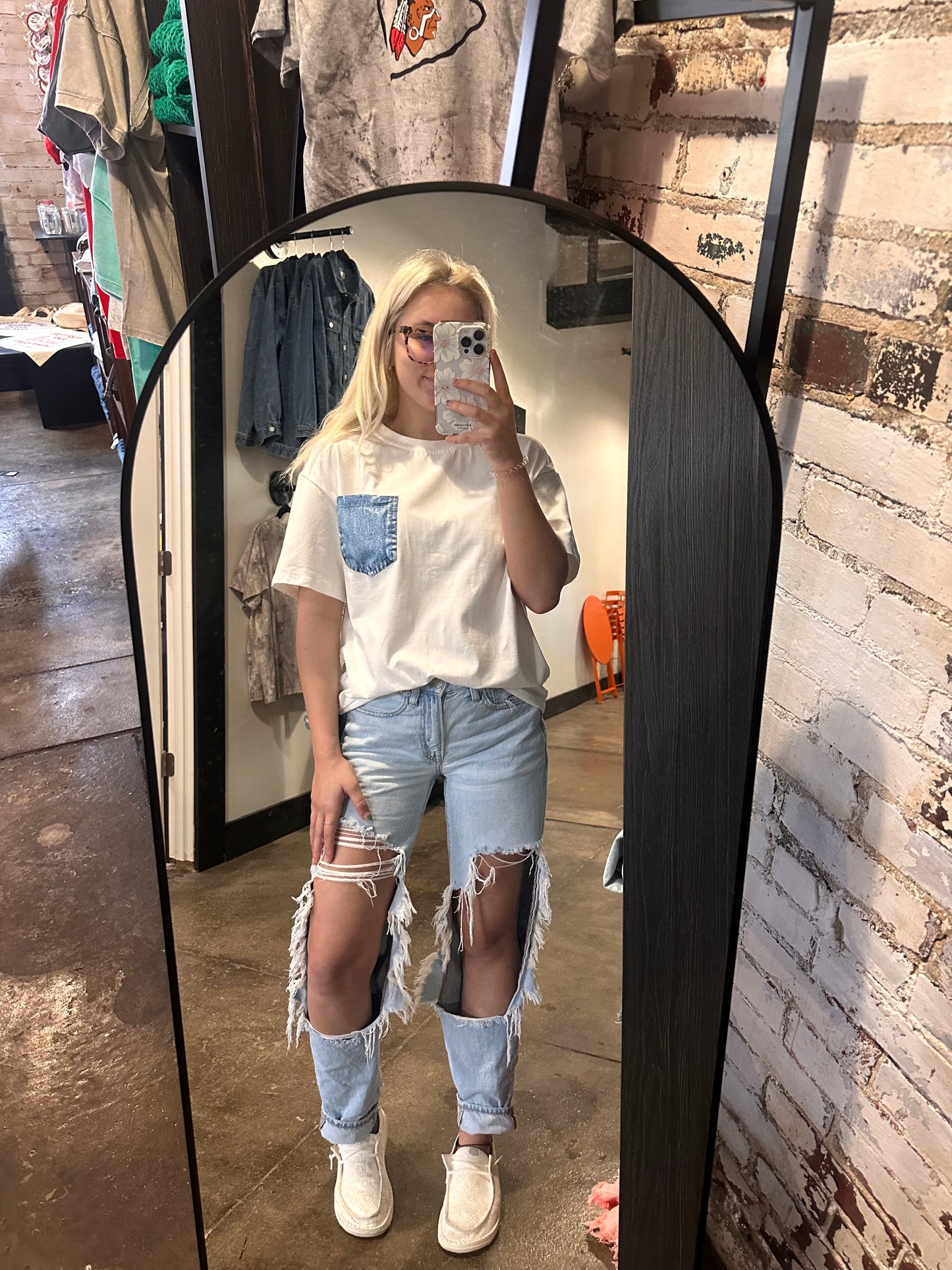 Unwritten faux denim - pocket tee