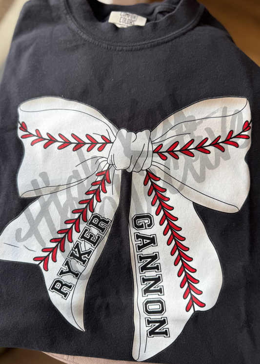 🏈 ⚾️ 🥎 Custom Sports Bow Tee 🏐 🏀 ⚽️ PREORDER