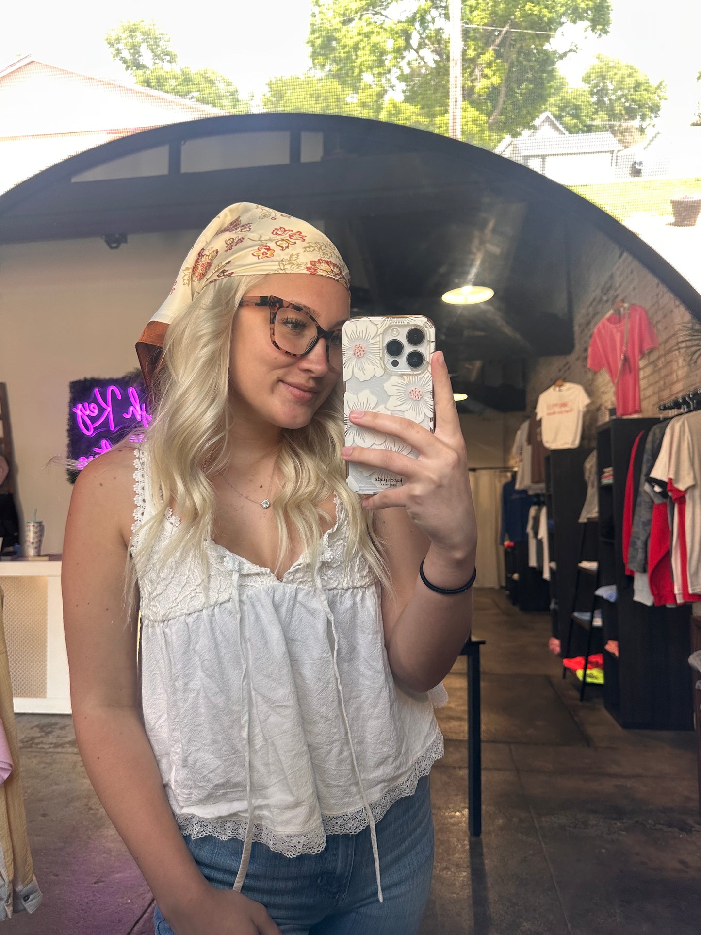 Floral bandana scarf ￼