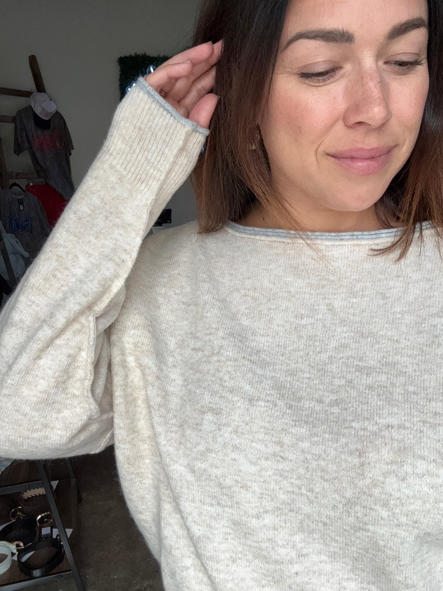 Over now off shoulder sweater