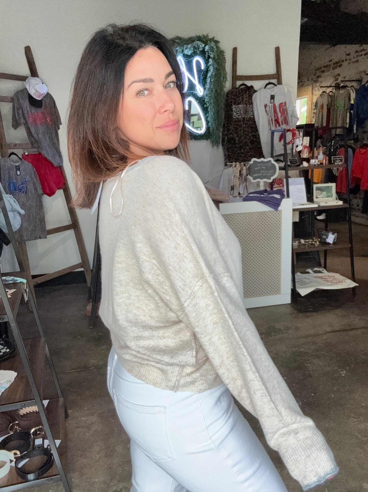 Over now off shoulder sweater