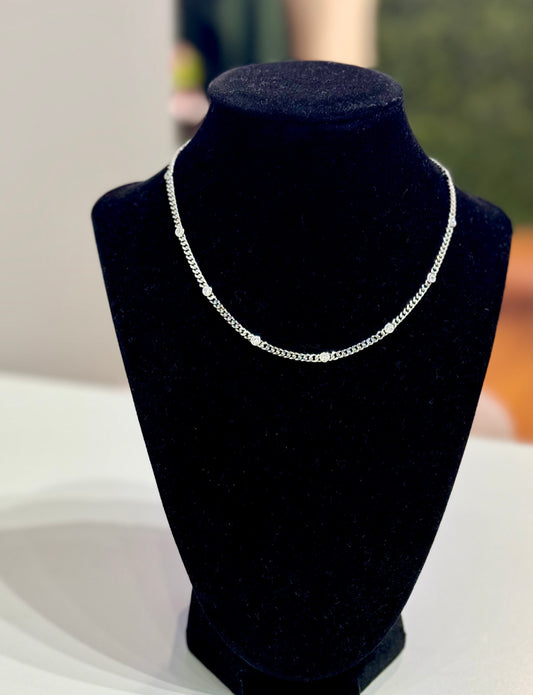 “Mariah” Silver CZ dainty choker