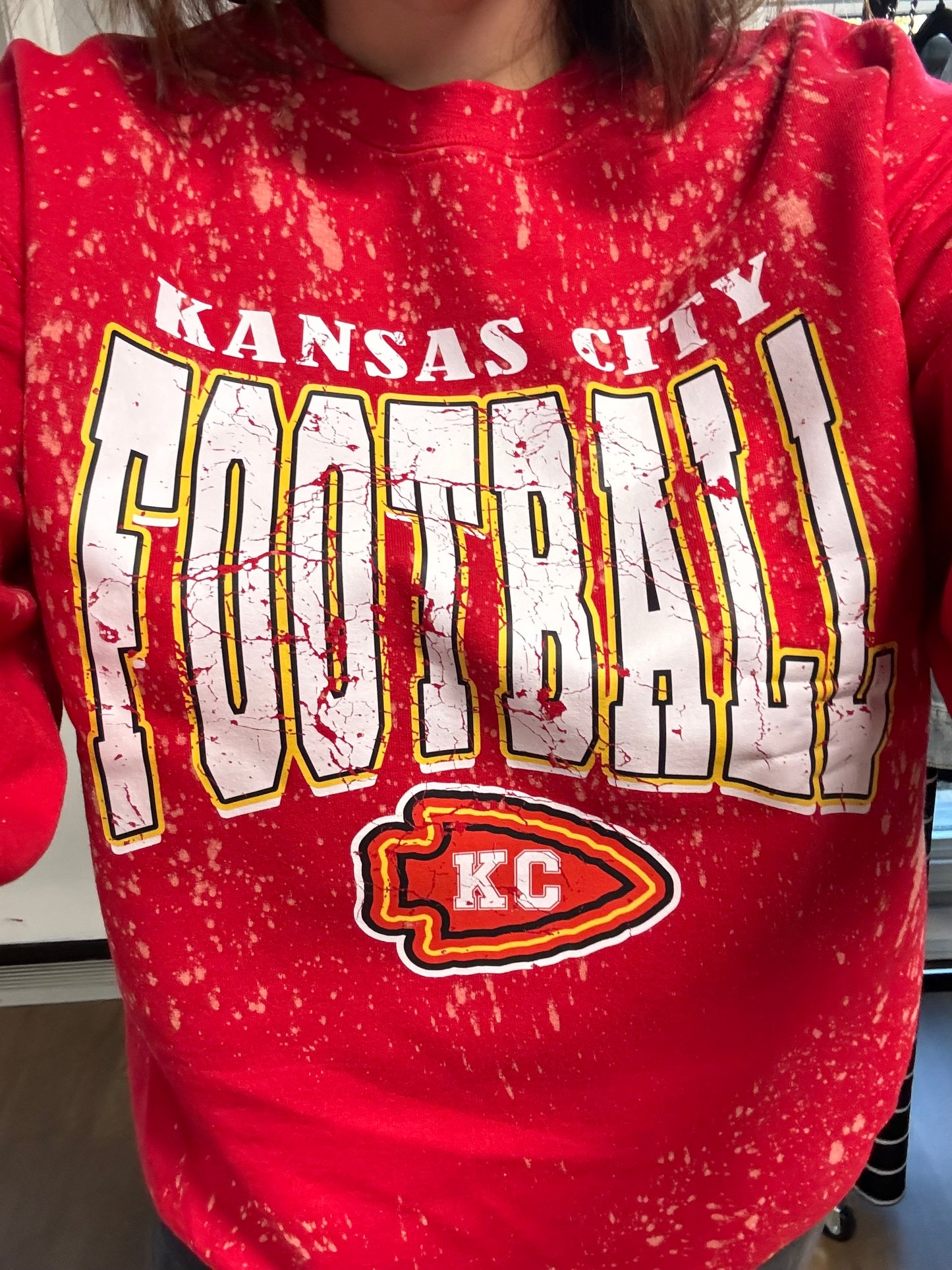 KC Football Break Stuff Bleached Sweatshirt