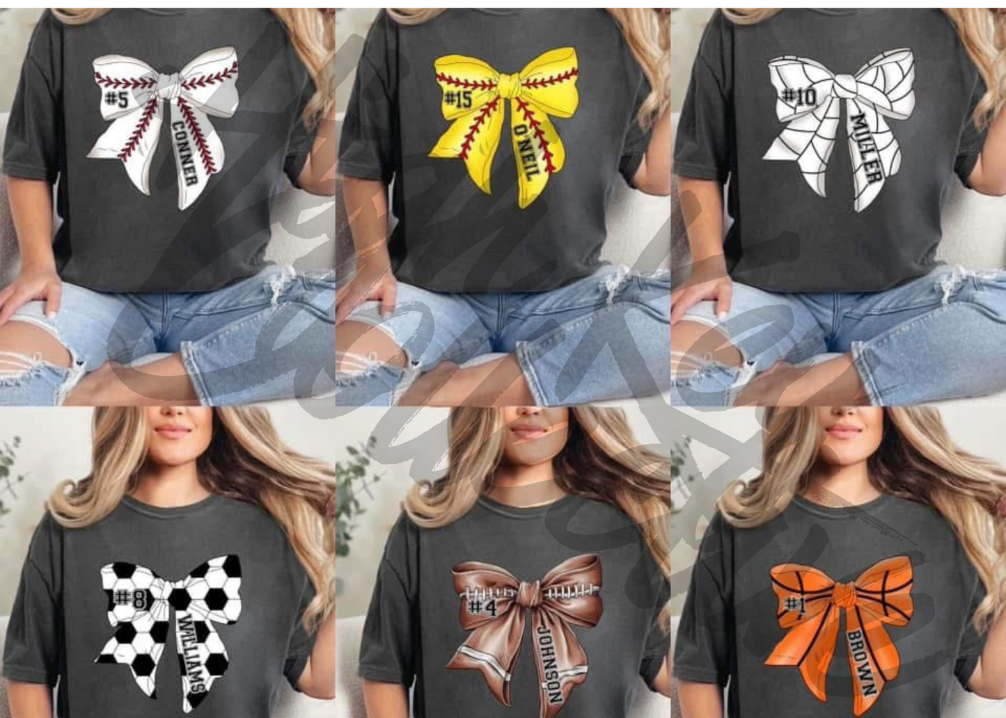 🏈 ⚾️ 🥎 Custom Sports Bow Tee 🏐 🏀 ⚽️ PREORDER