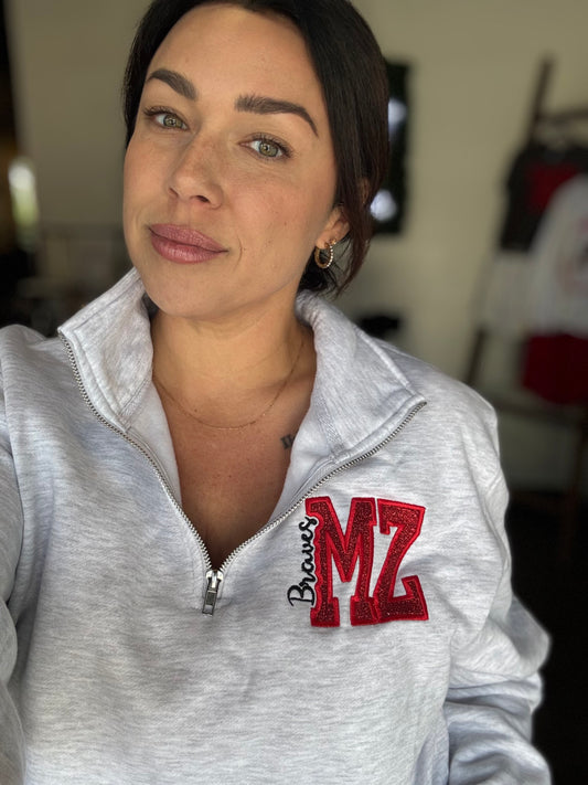 Glitter MZ Braves quarter zip - preorder